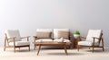 Modern Asian-inspired Interior With White And Wood Furniture Royalty Free Stock Photo