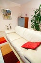 Living room with leather sofa Royalty Free Stock Photo