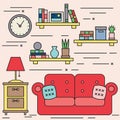 Living room line art illustration