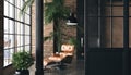 Living room loft in industrial style Royalty Free Stock Photo