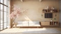 a living room mockup illustration in a clean and simple asian house, ai generated image