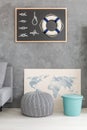 Living room with nautical decor Royalty Free Stock Photo