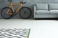 Living room with orange bike Royalty Free Stock Photo