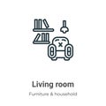 Living room outline vector icon. Thin line black living room icon, flat vector simple element illustration from editable furniture Royalty Free Stock Photo