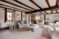 Living room in period timber framed british home