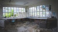 Living room of a ruined abandoned house Royalty Free Stock Photo