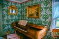 Living room of the 1800`s with painted wallpaper in Skansen, Stockholm,