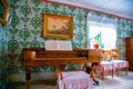 Living room of the 1800`s with painted wallpaper in Skansen, Stockholm,