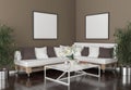 Living room - on the wall an empty picture frames Royalty Free Stock Photo