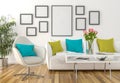 Living room - on the wall empty picture frames Royalty Free Stock Photo