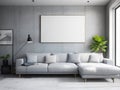 Living room wall with a mock poster frame. Modern background with a luxurious apartment. Royalty Free Stock Photo