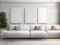 Living room wall with a mock poster frame. Modern background with a luxurious apartment. Royalty Free Stock Photo