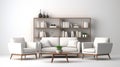 Eco-friendly Craftsmanship: 3d Render Living Room Set With White Furniture