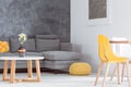 Living room with yellow equipment Royalty Free Stock Photo