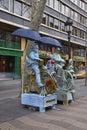 Living sculpture La Rambla in Barcelona. Spain