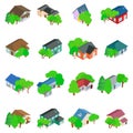 Living space icons set, isometric style Royalty Free Stock Photo