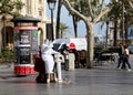 Living statue in Las Ramblas, Barcelona, Spain