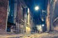 Living street in old city at night Royalty Free Stock Photo