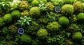Lush Green Moss Wall with Humidity Sensors Royalty Free Stock Photo
