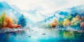 A living watercolor where colors blend and flow, forming new landscapes . Generative AI