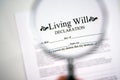 Living will declaration form Royalty Free Stock Photo