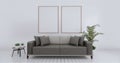 Livingroom interior wall mock up empty white background. 3D rendering Royalty Free Stock Photo