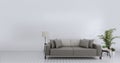 Livingroom interior wall mock up empty white background. 3D rendering Royalty Free Stock Photo