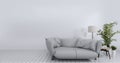 Livingroom interior wall mock up empty white background. 3D rendering Royalty Free Stock Photo