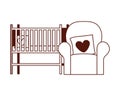 Livingroom sofa with love pillows and cradle