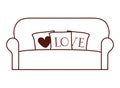 Livingroom sofa with love pillows