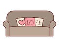 Livingroom sofa with love pillows