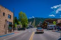 LIVINGSTON, MONTANA, USA - MAY 24, 2018: Historic centre of Livingston near Yellowstone National Park. Even in the