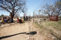 LIVINGSTONE - OCTOBER 14 2013: Street vendors ignore the government warning sign and continue to sell their goods in