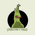 Livingstone`s turaco head illustration design