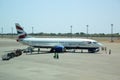 British Airways plane on tarmac at Harry Mwanga Nkumbula International Airport in Zambia