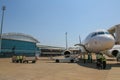 South African Airways plane on tarmac at Harry Mwanga Nkumbula International Airport in Zambia