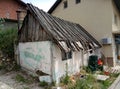 Livno / Bosnia and Herzegovina - June 28 2017: An old wooden roof small house in Livno