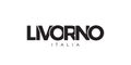 Livorno in the Italia emblem. The design features a geometric style, vector illustration with bold typography in a modern font.