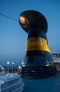 A huge chimney of a ferry that runs from Italy to Sradinia or Corsica