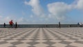 The beautiful Terrazza Mascagni in the Tuscan city of Livorno, Italy. The Terrazza is a checkered floor belvedere facing the sea. Royalty Free Stock Photo