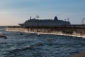 Livorno& x27; s Mascagni Terrace and Big White Cruise Ship, Tuscany,