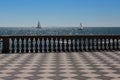 Livorno& x27; s Mascagni Terrace and White Sailing Boats in Backgroun Royalty Free Stock Photo