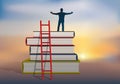 Knowledge symbol with a man climbing books. Royalty Free Stock Photo