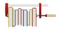 Books stuck by a clamp to symbolize the deprivation of access to knowledge by obscurantism. Royalty Free Stock Photo