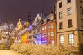 Livu Laukums Square at night.