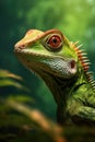 Lizard against green background. Generative AI