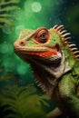 Lizard against green background. Generative AI