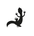 Lizard black silhouette illustration isolated on white background. Reptile gecko symbol. - Vector