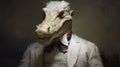 Crocodile Head In A Suit: A Surreal Digital Painting