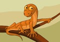 Lizard on a branch, vector cartoon Royalty Free Stock Photo